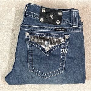 Miss Me Dark Wash Crystal Flap Pocket Boot Cut Jeans JP5001-4 31